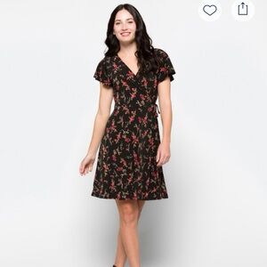 Kaileigh Black and Red Floral Midi Dress